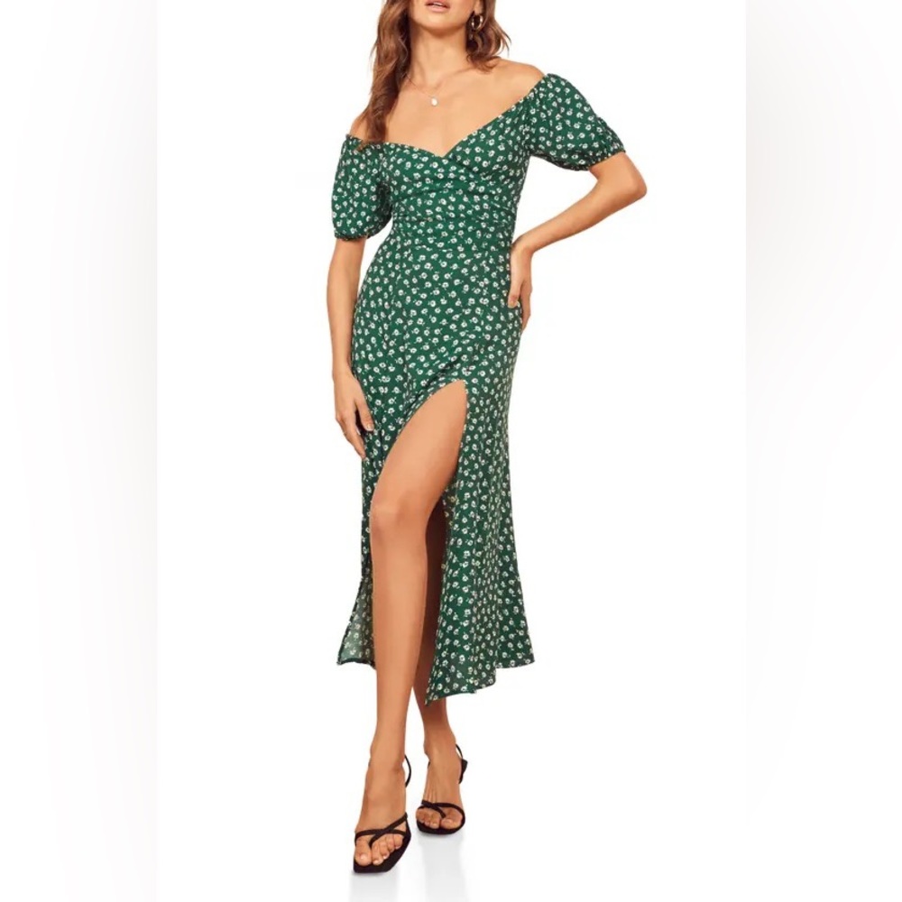 Reformation Pearl Dress in Chive